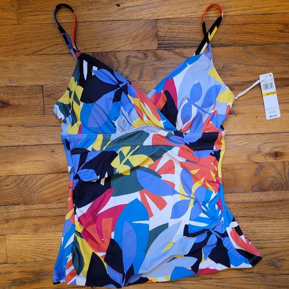Anne Cole Women's Underwire Tankini Top Coloful Leaf Print Size 32C / 34B - Picture 12 of 12